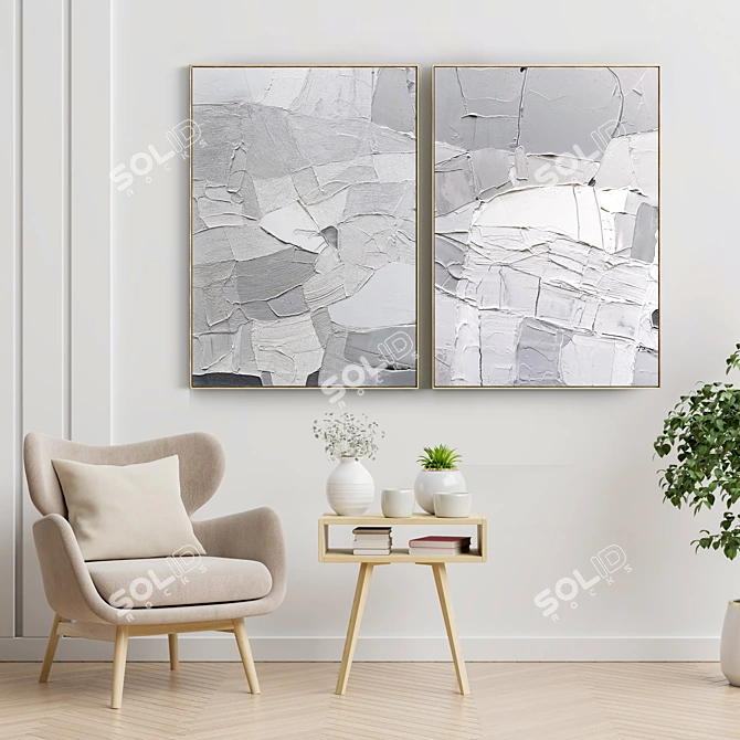 Modern Plaster Dual-Frame Set 3D model image 2