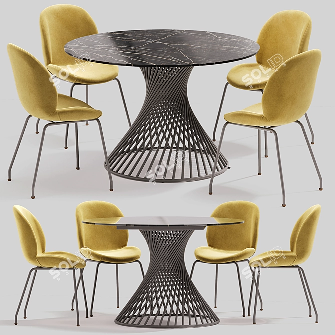 Modern Dining Set: Tornado Table & Beetle Chairs 3D model image 1