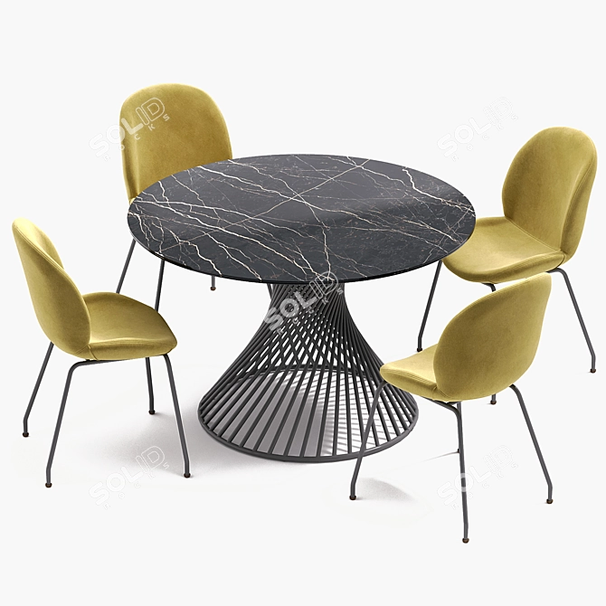 Modern Dining Set: Tornado Table & Beetle Chairs 3D model image 7