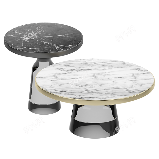 Luxury Marble Coffee Table Set 3D model image 1