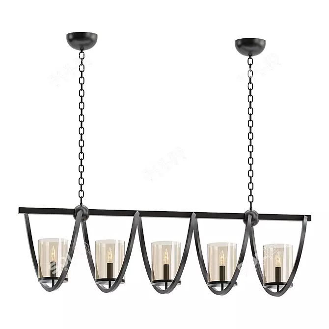 Elegant Bella Glass Chandelier 3D model image 1