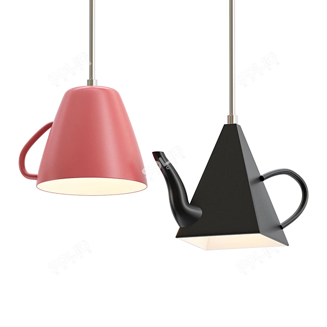 Elegant Teapot Pendant Light 3D model image 1