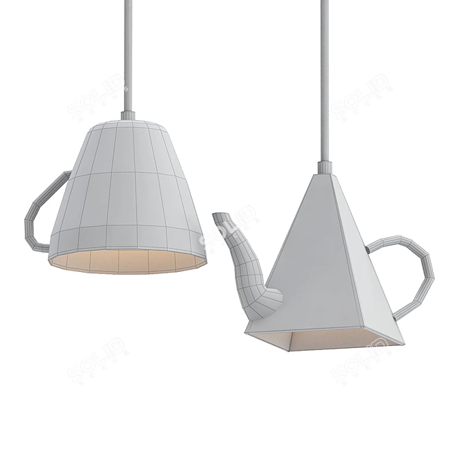 Elegant Teapot Pendant Light 3D model image 2