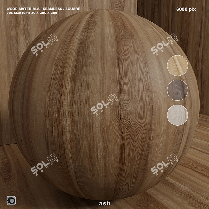 Seamless Ash Wood Material - Set 3D model image 1