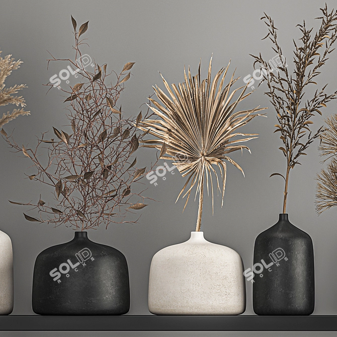 Elegant Dried Flower Bouquet Ensemble 3D model image 4