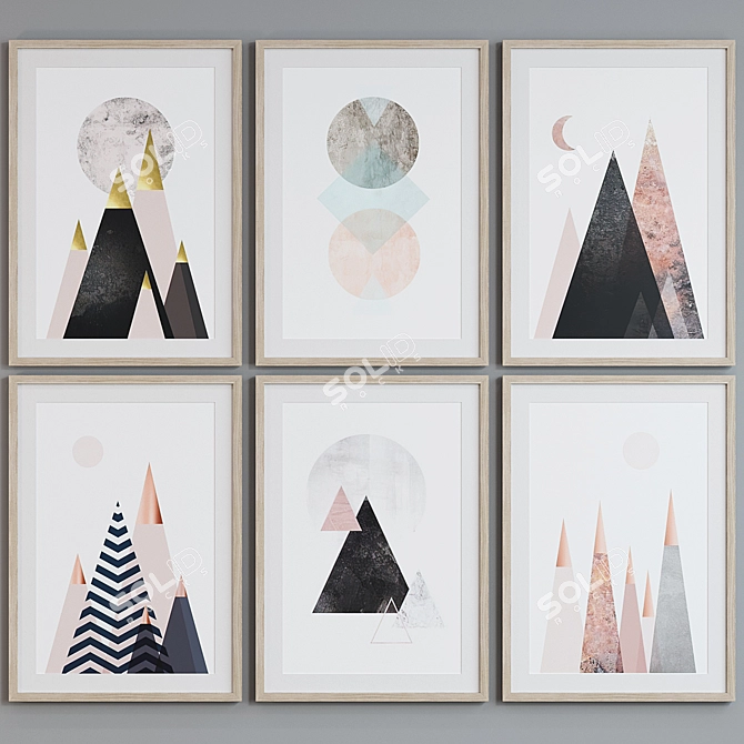 Modern Triangular Picture Frame Set 3D model image 5