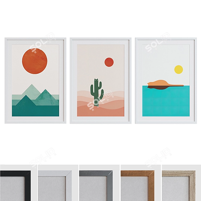 Modern Landscape Picture Frame Set 3D model image 1