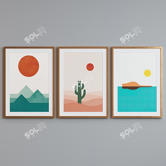 Modern Landscape Picture Frame Set 3D model image 4