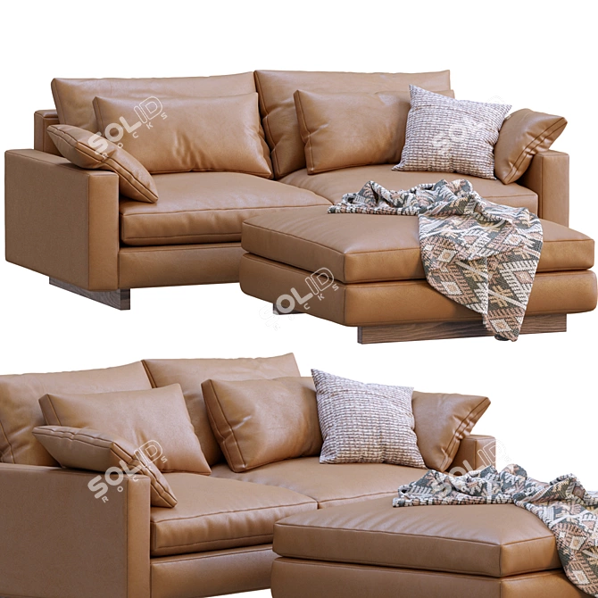 West Elm Leather Harmony Sofa 3D model image 1