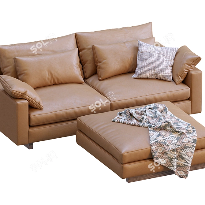 West Elm Leather Harmony Sofa 3D model image 3