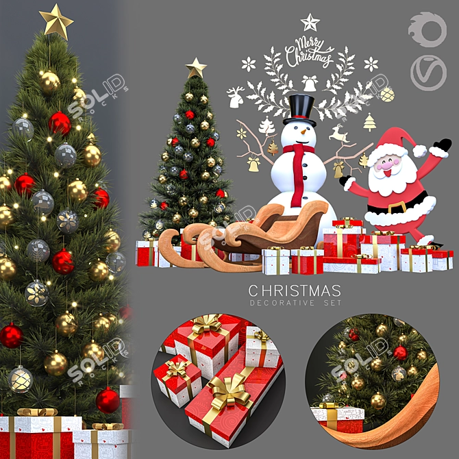 Festive Christmas Decor Set 3D model image 6