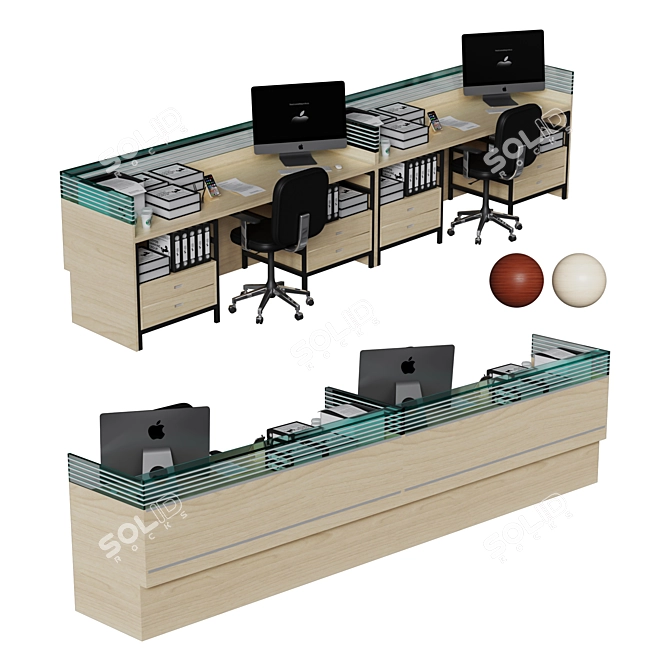 Sleek Bank Counter 2021 3D model image 1