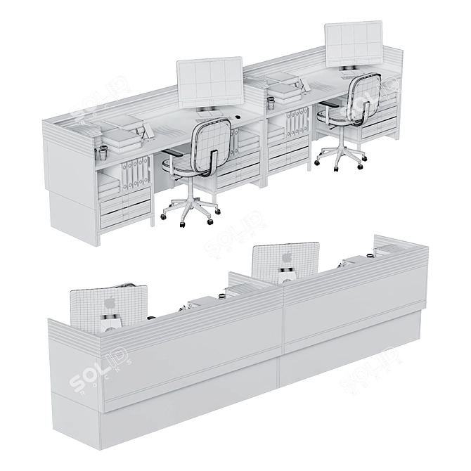 Sleek Bank Counter 2021 3D model image 4