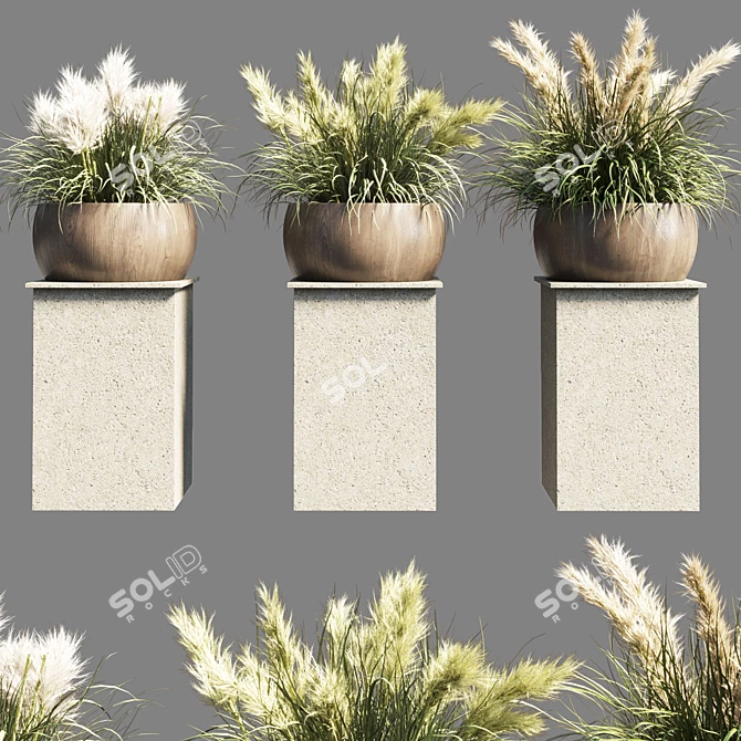 70 Pot Pampas Grass: Indoor/Outdoor Vase Stand 3D model image 1