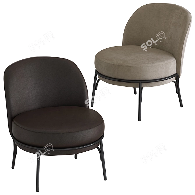 Sleek Oyster Armchair: Modern Style and Comfort 3D model image 2