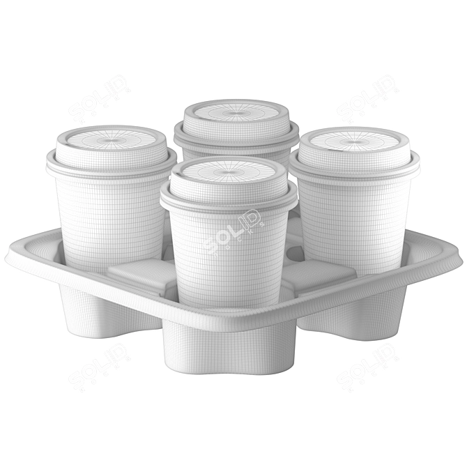 Cardboard Holder Coffee Cups - Convenient and Eco-friendly 3D model image 2