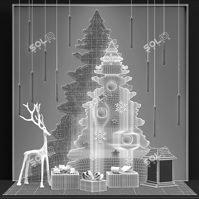 Festive New Year Décor Set 3D model image 4