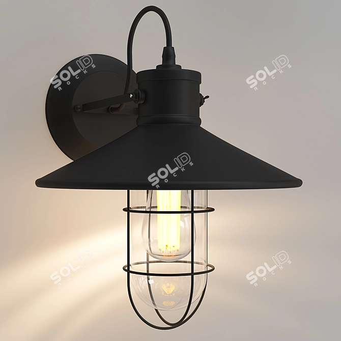 Rustic Edison Glass Wall Lamp 3D model image 2