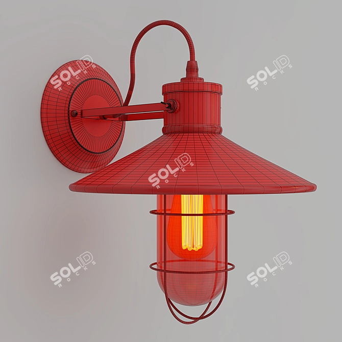 Rustic Edison Glass Wall Lamp 3D model image 3