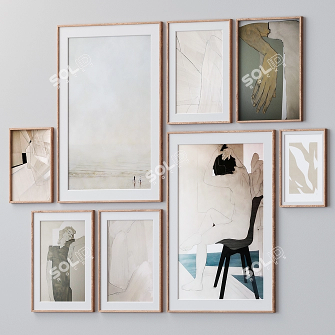 Elegant Set of Wall Paintings 3D model image 1