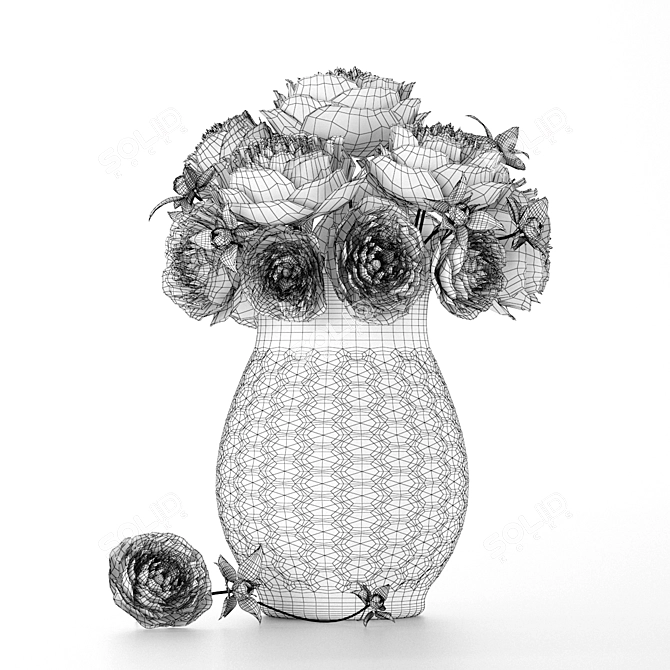 Elegant Peony 3D Model 3D model image 4