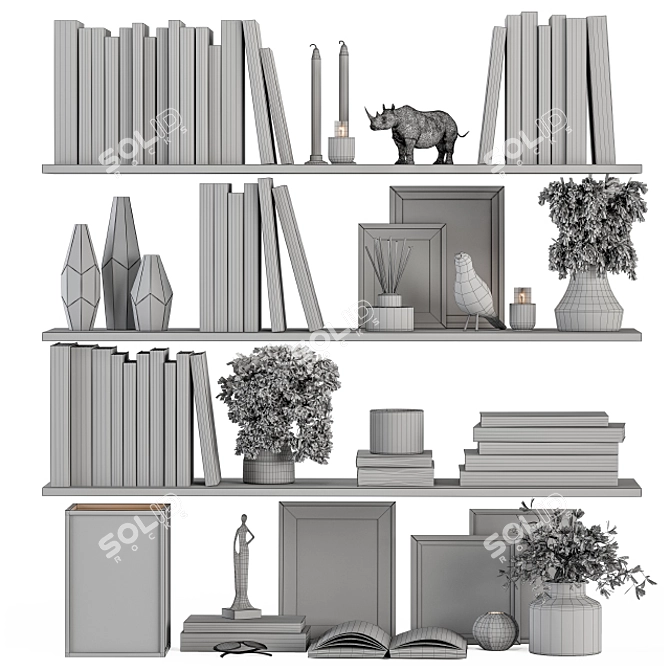 Elegant Shelf Decor Set 3D model image 6