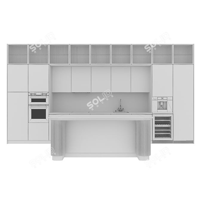 Sleek Stainless Steel Kitchen Set 3D model image 8
