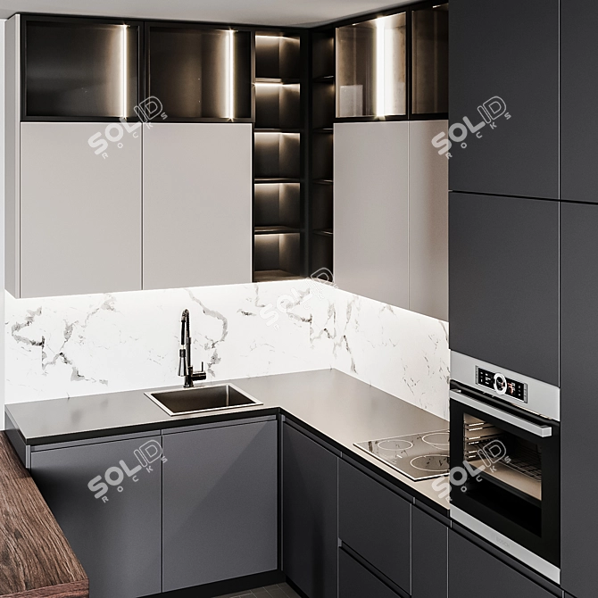 Sleek Modern Kitchen Design 3D model image 3