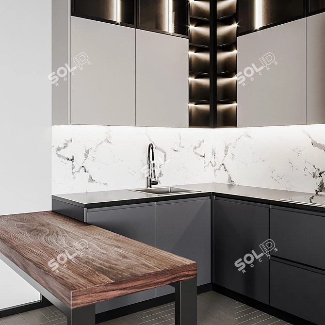 Sleek Modern Kitchen Design 3D model image 5