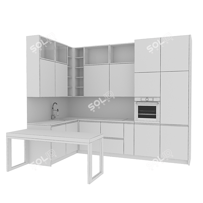 Sleek Modern Kitchen Design 3D model image 7
