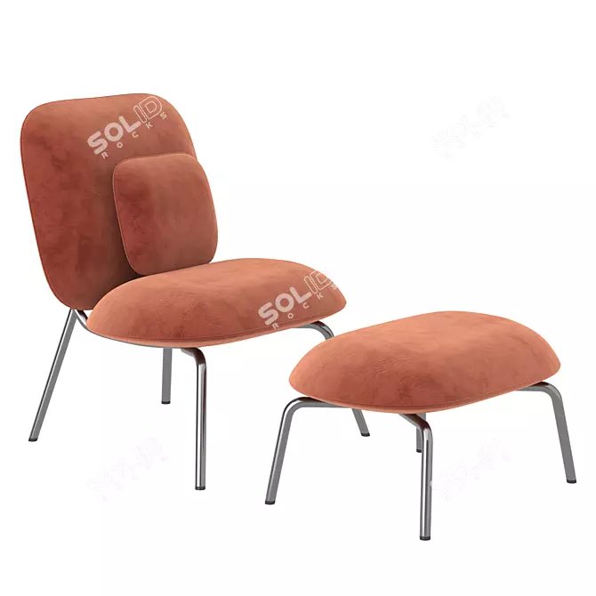 Modern Tasca Lounge Chair & Ottoman Set 3D model image 1