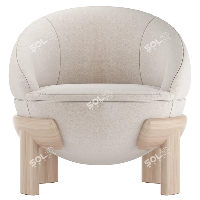 Sleek Armchair & Pouf Set 3D model image 3