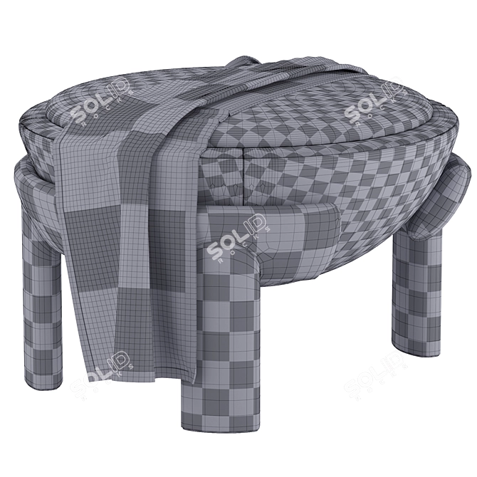 Sleek Armchair & Pouf Set 3D model image 6