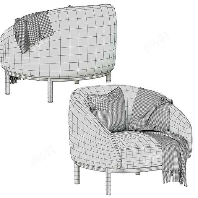 Yoisho Small Armchair: Modern Design and Comfort 3D model image 7