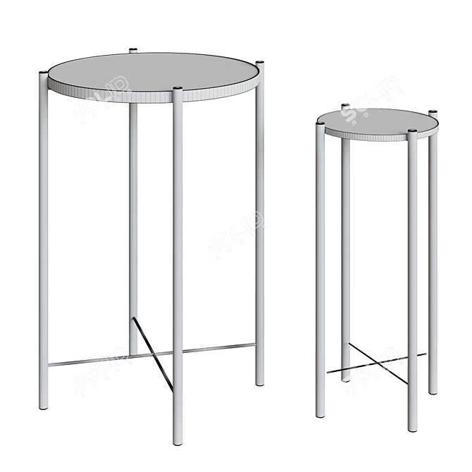 Modern Black Metal & Glass Side Tables (Set of 2) 3D model image 2
