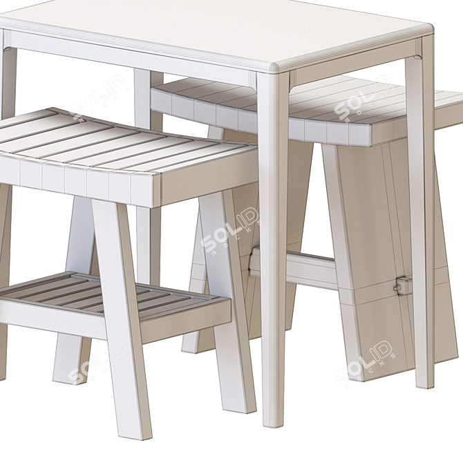 Modern Zara Wooden Table Set 3D model image 6