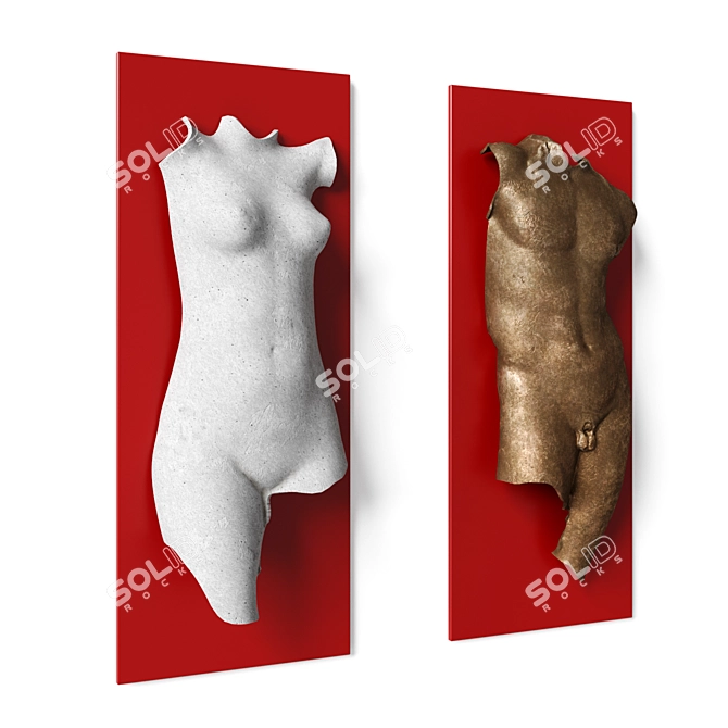 Dual Torso Wall Art Panel 3D model image 3