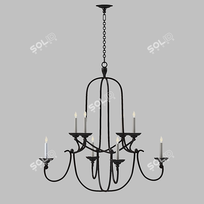 Elegant Flemish Round LED Chandelier 3D model image 1