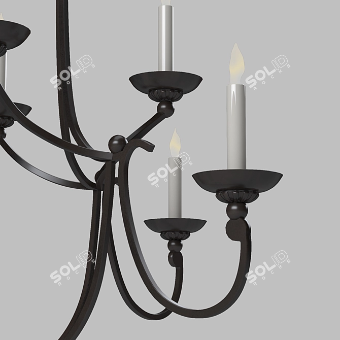 Elegant Flemish Round LED Chandelier 3D model image 2