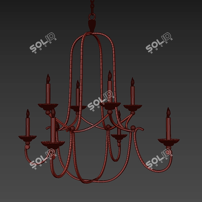 Elegant Flemish Round LED Chandelier 3D model image 3