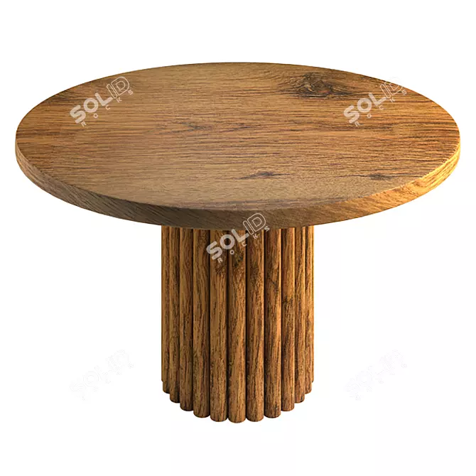  Rustic Wooden Dining Set 3D model image 2