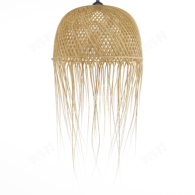 Handmade Rattan Pendant Lamp 3D model image 5