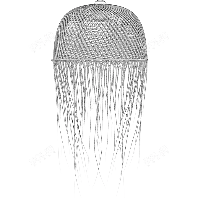 Handmade Rattan Pendant Lamp 3D model image 6