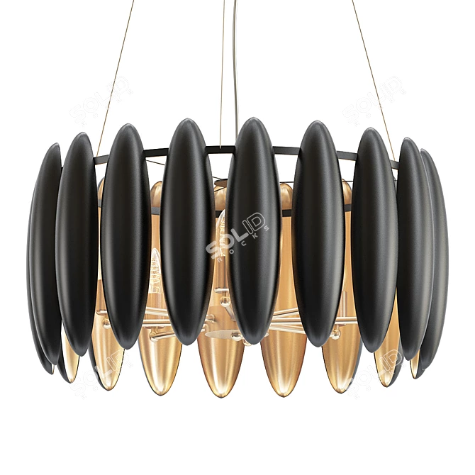 Modern Black Hanging Chandelier 3D model image 1