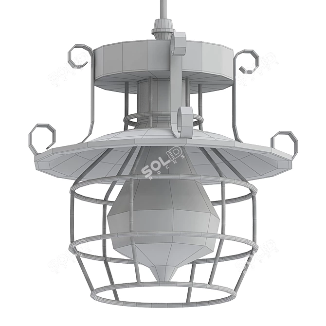 Retro Industrial Ceiling Lamp 3D model image 2