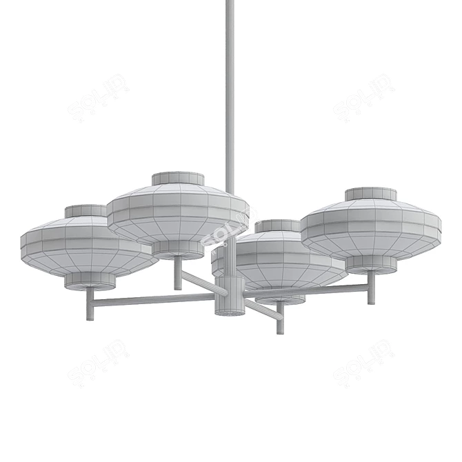 Elegant Hampshire Milk Glass Chandelier 3D model image 2