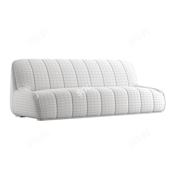 Sleek Armless Three Seater Sofa 3D model image 4