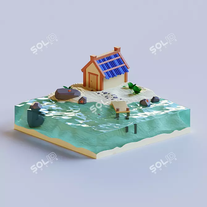 Seaside Cottage Diorama 3D model image 1