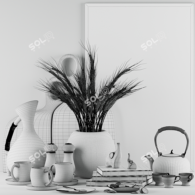 Modern Kitchen Accessories Set 3D model image 5