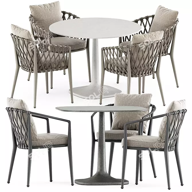 Modern Outdoor Set: Erica Chair & Fiore Table 3D model image 1